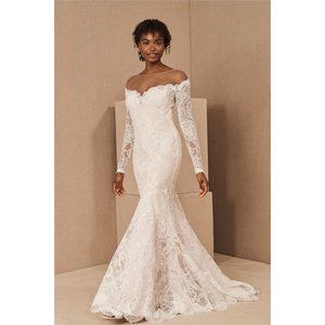 Watters Ula Wedding Gown Lace Long Sleeve Size 4